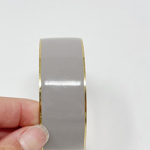 J Crew Chunky Bangle Bracelet Gray Gold Tone 1" Wide Statement Fashion Costume - Picture 6 of 9